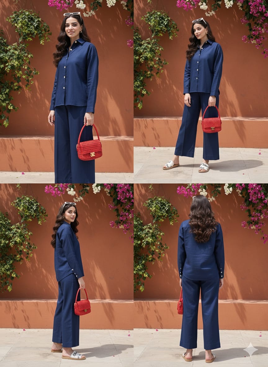 Navy Blue Linen Co-ord